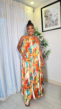 SUNSET OASIS PANTS SET (ORANGE MULTI COLOR)