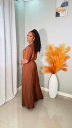 Amber Wide Leg Pants Set (BROWN)