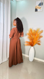 Amber Wide Leg Pants Set (BROWN)