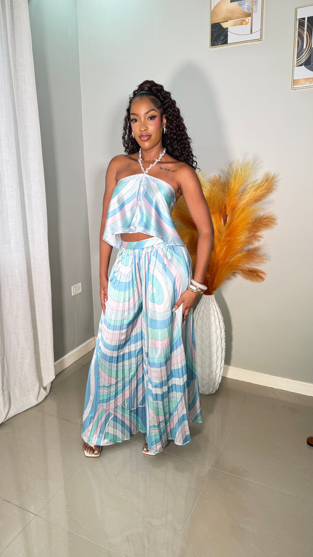 Amora Pants Set (Blue Multi)