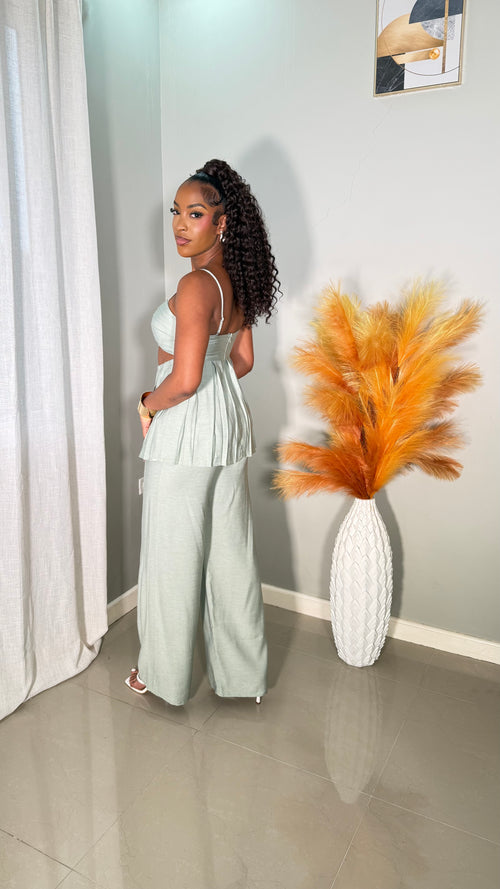 Alani Linen Pants set (SAGE)