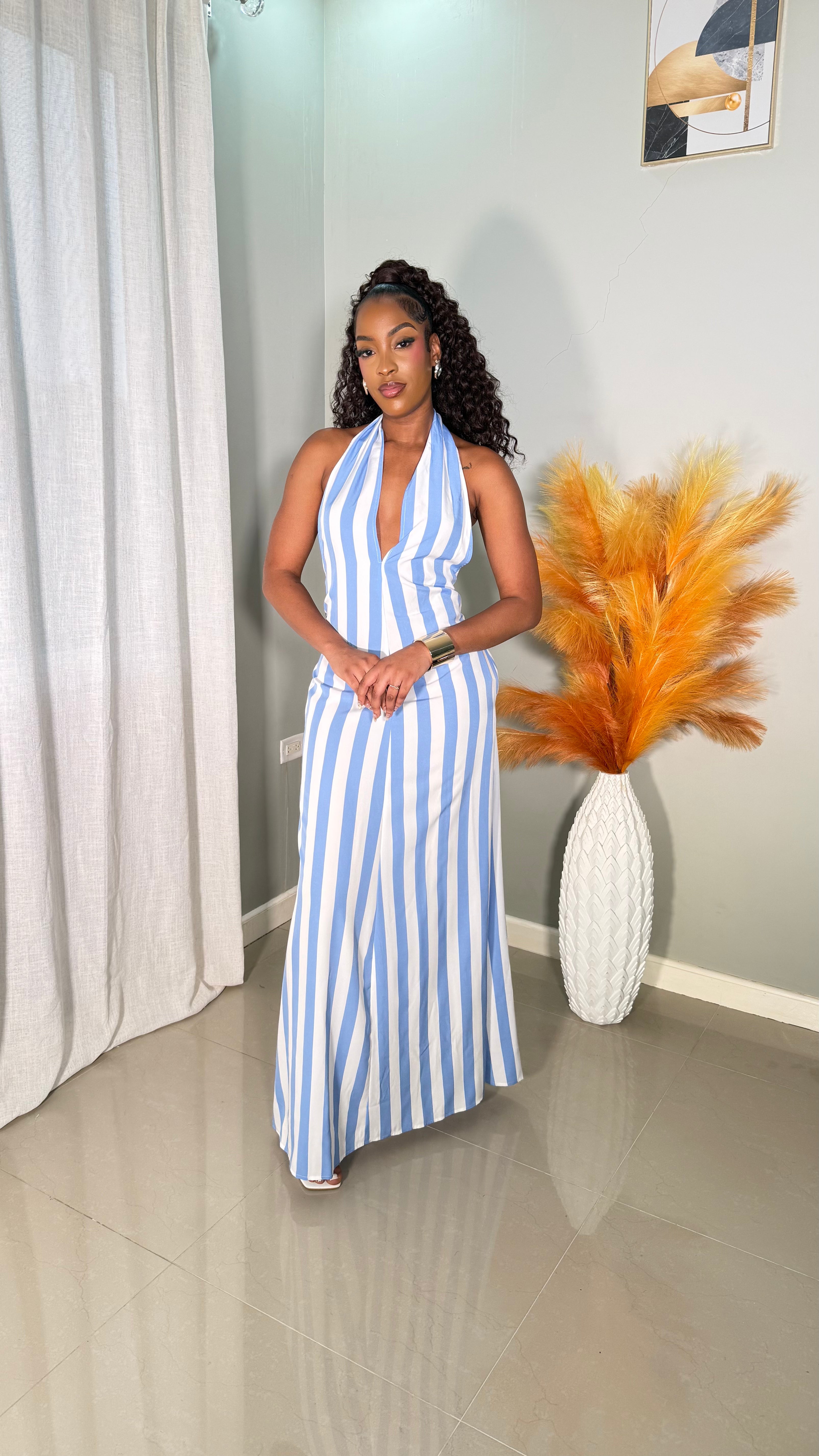 Jalisa Striped Maxi Dress (Blue)