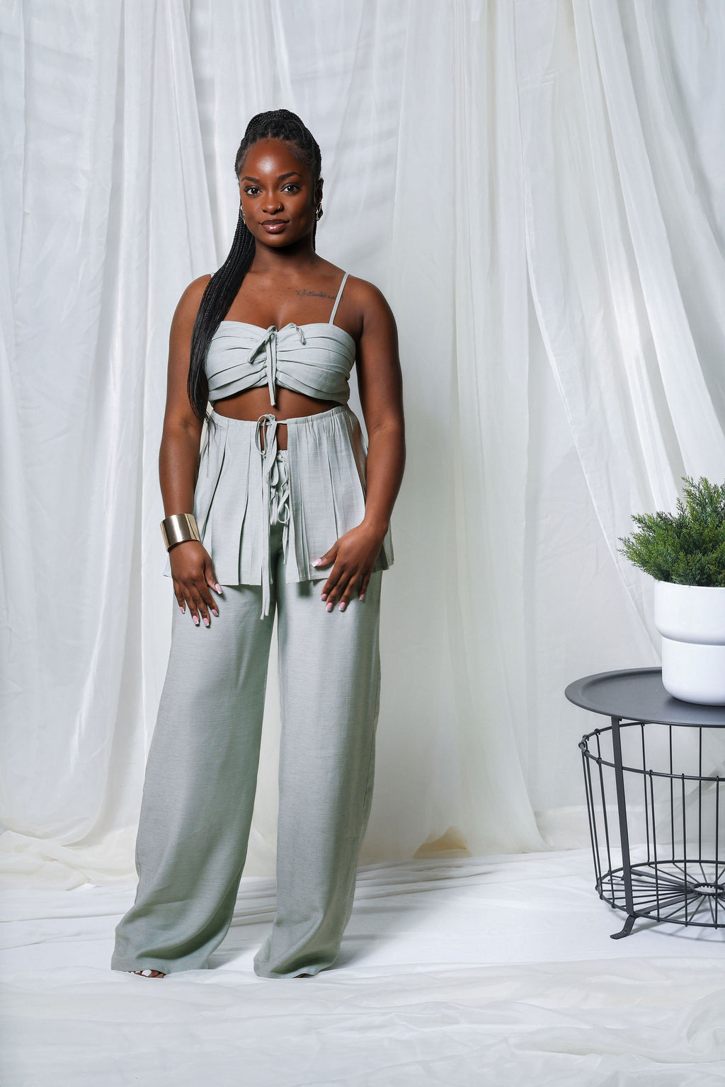Alani Linen Pants set (SAGE)
